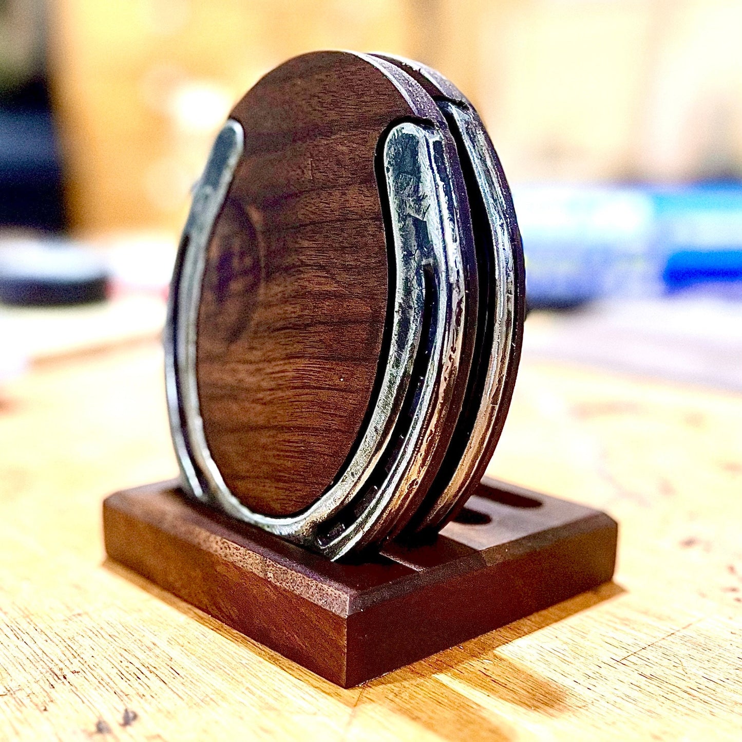 Horseshoe and Walnut Drink Coasters