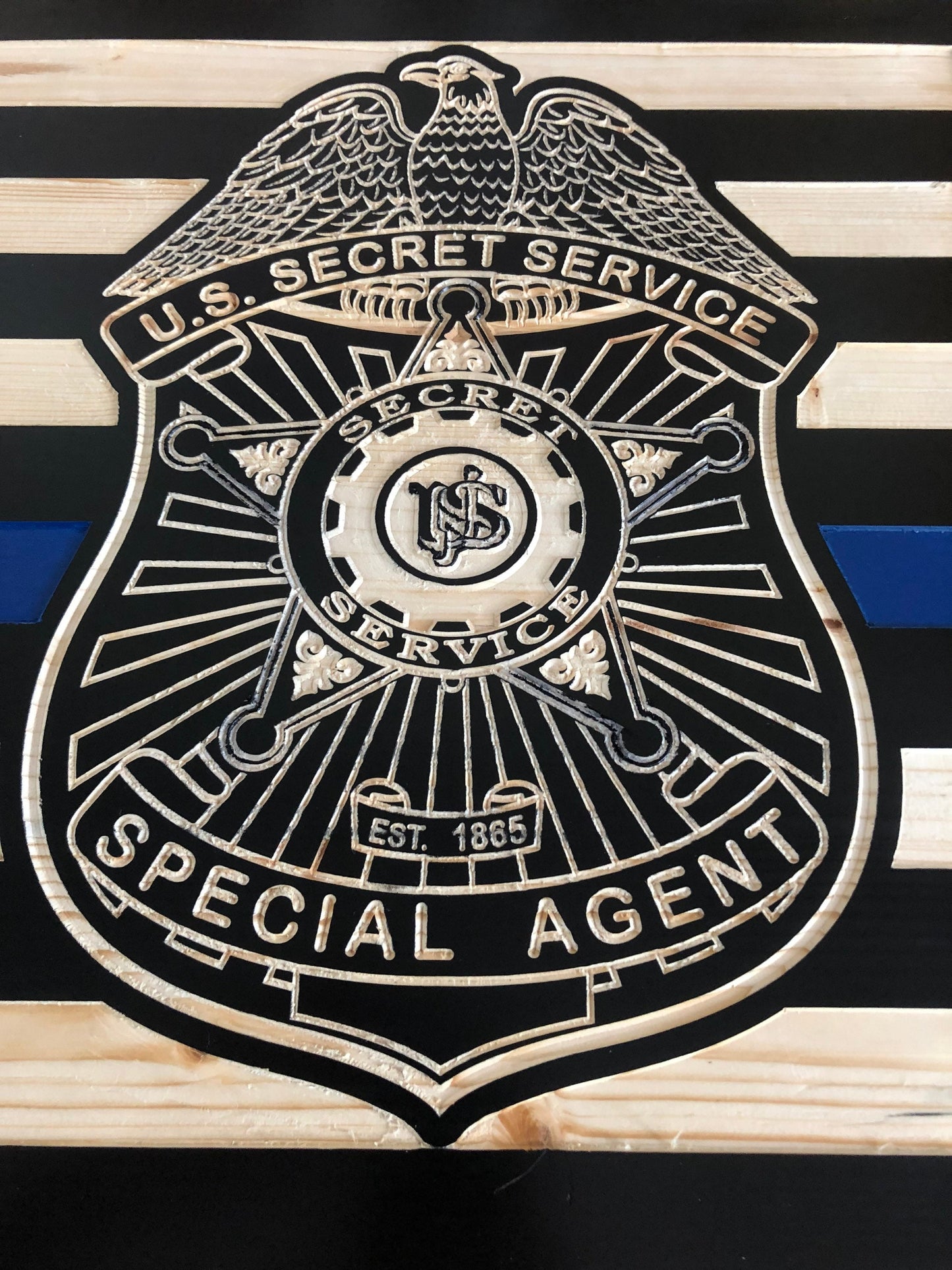Custom US Secret Service Special Agent Badge Thin Blue Line Plaque