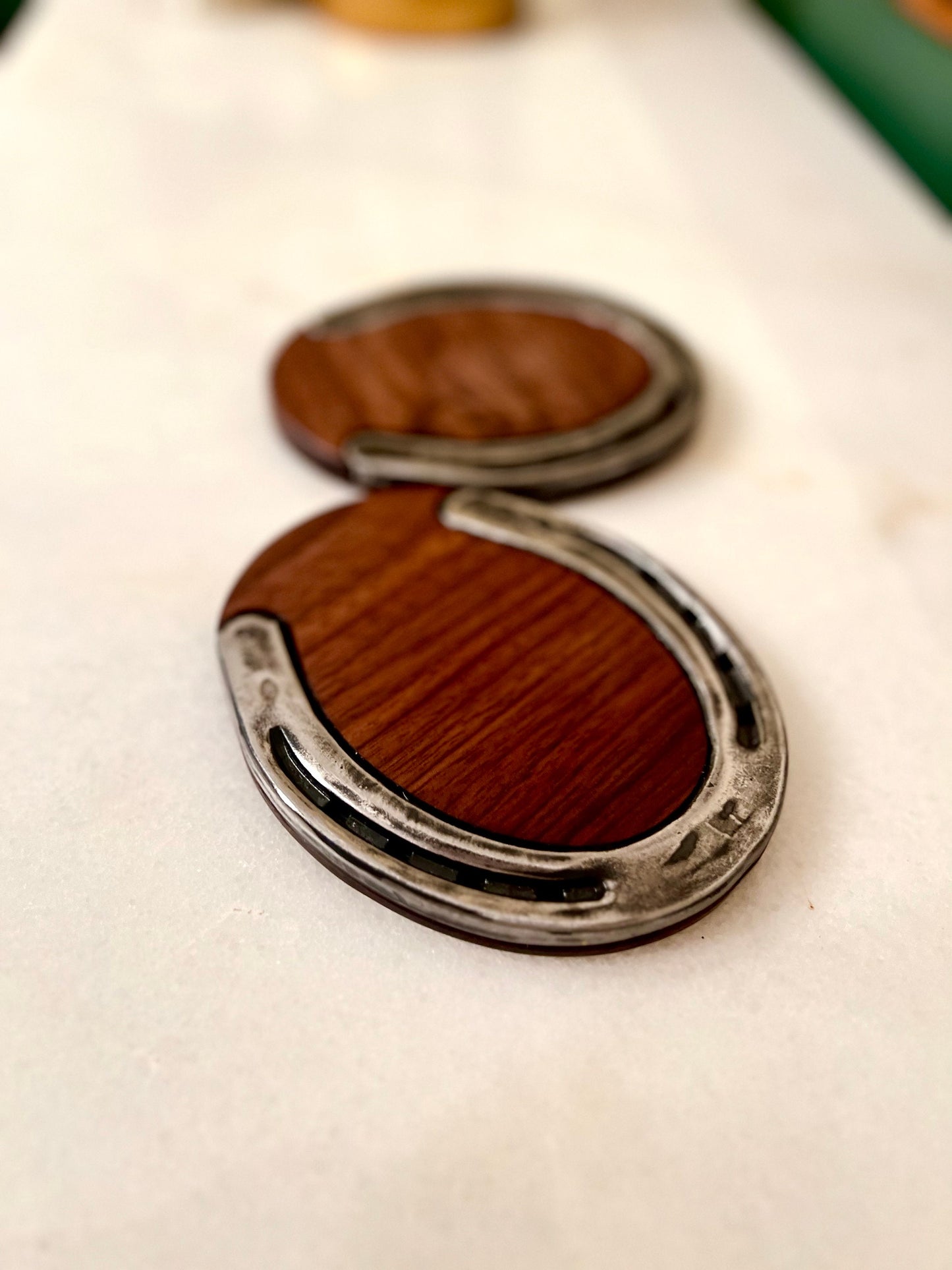 Horseshoe and Walnut Drink Coasters