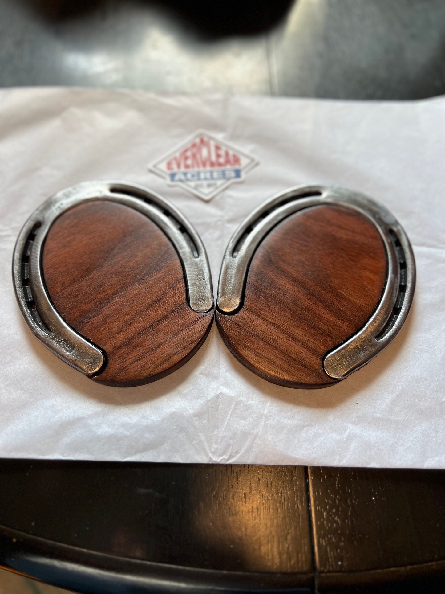 Horseshoe and Walnut Drink Coasters