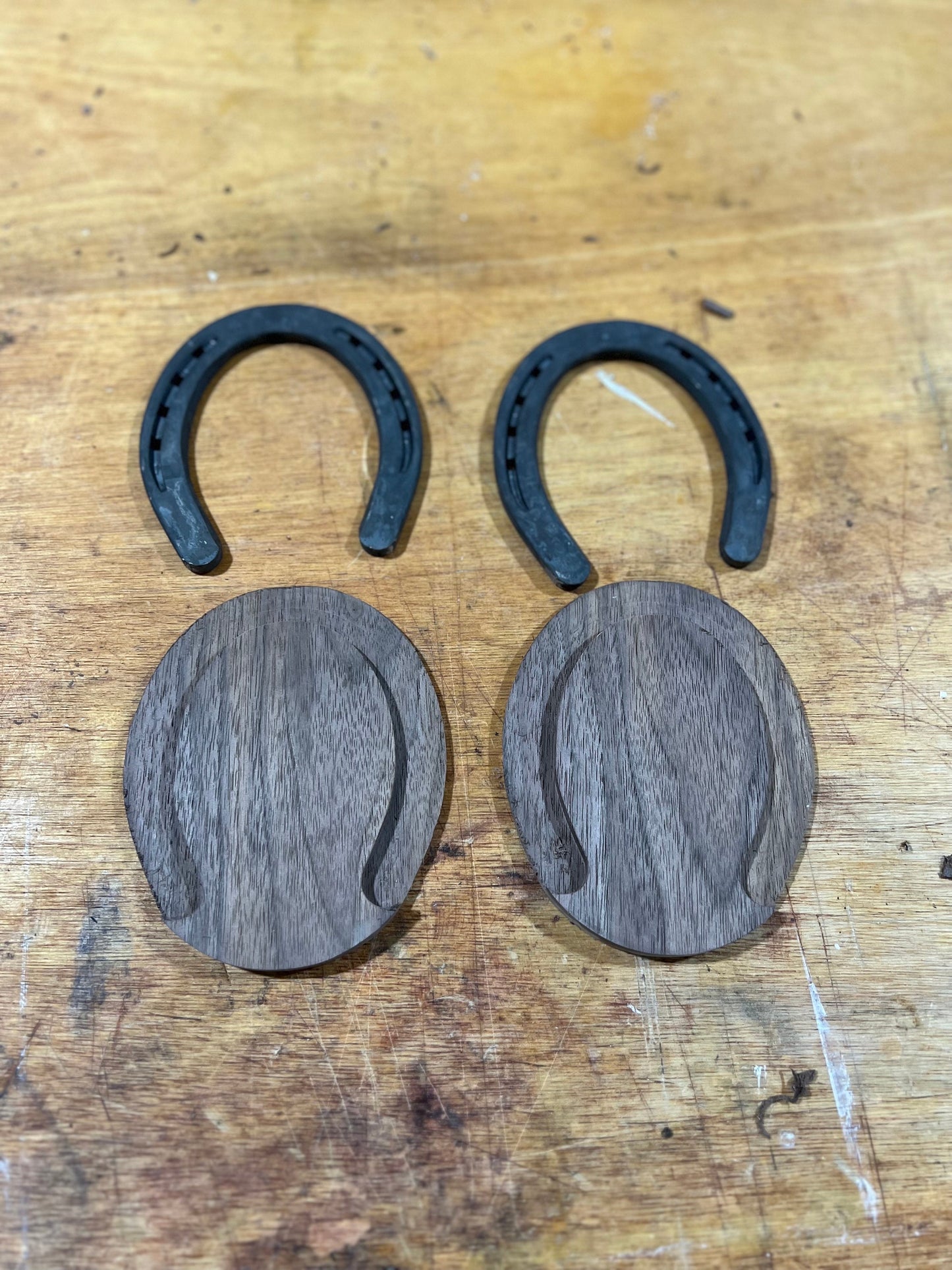 Horseshoe and Walnut Drink Coasters